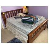 QUEEN SIZE WOOD BED, HEAD AND FOOT BOARD, SIDE RAI