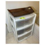 THREE DRAWER PLASTIC STORAGE BIN WITH CONTENTS, WO