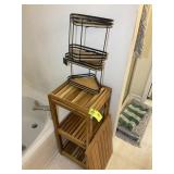 BAMBOO BATH MAT AND 3 TIER WOOD SHELF 15 IN X 14 I