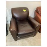 BROWN LEATHER ARM CHAIR, TO BE REMOVED FROM SECOND