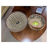 PAIR OF WOVEN BASKETS, 10 IN AND 14 IN DIAMETER