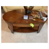 WOODEN COFFEE TABLE, NO CONTENTS, 30 IN X 50 IN X
