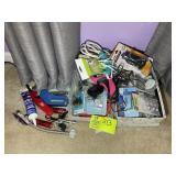 GROUP OF MISC HOME REPAIR ITEMS, HOOKS, BULBS, GLU