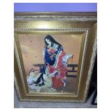 FRAMED AND MATTED ORIENTAL THEMED WALL ART, 17 IN