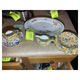 GROUP OF MISC SERVING DISHES, CREAM AND SUGAR