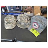 GROUP OF HATS, ARMY AND BOX CAR WILLIE TRAIN HAT
