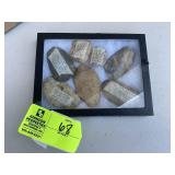 GROUP OF FLINT CELTS IN SMALL DISPLAY BOX