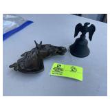 APPEARS TO BE BRASS HORSE HEAD TRIVIT TRAY AND CAS