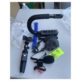 GROUP OF CAMERA ACCESSORIES INCLUDING, TRIPOD, VIV