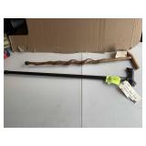 TWO WALKING CANES, WOOD TREE LIMB, LION HEAD HANDL