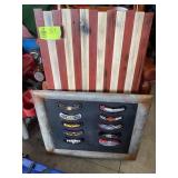 GROUP OF HARLEY PATCHES AND WOODEN AMERICAN FLAG 3