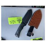 HALL CUSTOM TWO BLADE KNIFE WITH LEATHER SHEATH