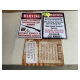 GROUP OF 3 METAL SIGNS, BILL OF RIGHTS, NO SOLICIT