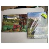 PAIR OF METAL SIGNS, FARMALL AND TRUCK AND BARN, 1