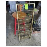 GOLD COLOR MAGAZINE RACK 35 IN TALL AND WOODEN STO