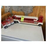 TONKA HOOK AND LADDER TOY FIRE ENGINE, TRAILER, 33