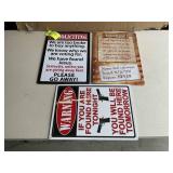 GROUP OF 3 METAL SIGNS, BILL OF RIGHTS, NO SOLICIT
