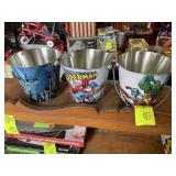 GROUP OF SUPER HERO METAL BUCKETS