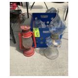 VINTAGE RED WINGED WHEEL NO 500 OIL LANTERN AND VI