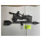 METAL MAN ON TRACTOR WEATHERVANE, APPROX 21 IN LON