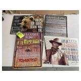 GROUP OF 4 METAL SIGNS, WELCOME TO OUR CAMPFIRE AN