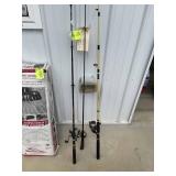 GROUP OF FISHING POLES AND REELS, ZEBCO CENTENNIAL