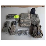 GROUP INCLUDING CANTEEN POUCHES, CANTEEN, RADIO HO