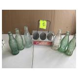 METAL COCA-COLA 6 PACK GLASS BOTTLE CARRIER WITH 4