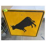 FOLDING CARD TABLE WITH METAL COW SIGN TOP, 36 IN