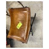 FOLDING LEATHER FOOT STOOL, 21 IN X 15 IN X 18 IN