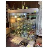 LARGE GLASS DISPLAY CASE, LIGHTED WITH GLASS SHELV