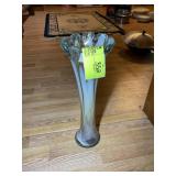 DECORATIVE GLASS VASE, 17 IN TALL