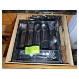 DRAWER WITH TOWLE FLATWARE, SERVING UTENSILS, ETC