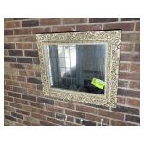 DECORATIVE FRAMED WALL MIRROR, 27 IN X 23 IN