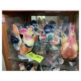 TOP SHELF CERAMIC STYLE CHICKENS, 7 IN TO 9 IN TAL