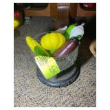 GLASS CENTER PIECE BOWL WITH GLASS VEGETABLES