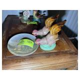 GROUP OF CHICKEN THEMED ITEMS, FIGURINES 8 IN TALL