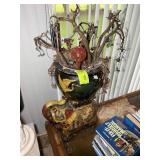 ELEPHANT THEMED PLANT STAND AND BIRD THEMED CERAMI