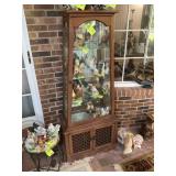 3 DOOR WOOD AND GLASS DISPLAY CABINET, ROUGH CONDI