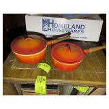 PAIR OF DESCO WARE POTS WITH LIDS
