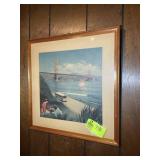 PAIR OF SAN FRANCISCO BRIDGE PRINT AND POSTER, 21