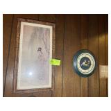 ORIENTAL THEMED ART WORK, 14 IN X 26 IN AND GOOSE