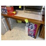 TILE TOP WOOD TABLE, APPROX 48 IN X 30 IN X 30 IN,