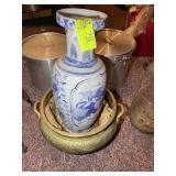 LARGE BRASS COLOR POT 19 IN DIAMETER X 9 IN TALL A