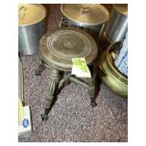VINTAGE WOODEN STOOL WITH GLASS BALL AND CLAW FEET
