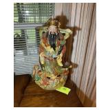 LARGE CERAMIC STYLE ORIENTAL THEMED FIGURINE, 19.5