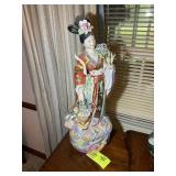 LARGE CERAMIC STYLE ORIENTAL THEMED STATUE, MARKED