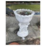 CONCRETE PLANTER 19 INCHES DIAMETER 31 INCHES TALL