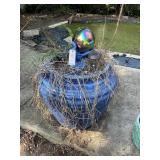 LARGE BLUE POTTERY STYLE PLANTER 29 INCH DIAMETER