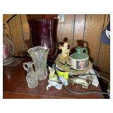 GROUP INCLUDING VASES, SMALL FOUNTAIN, FIGURINES